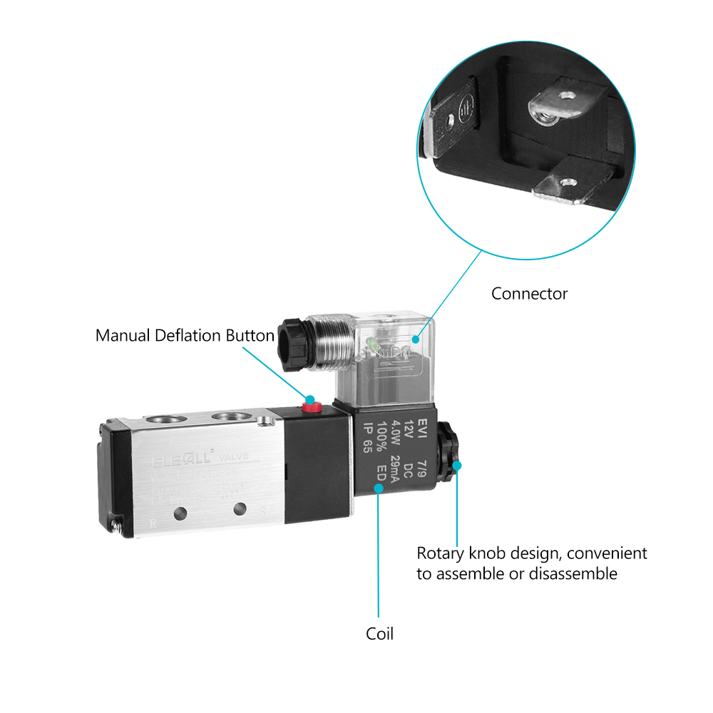 Pneumatic Airtac 1 4 PT1 8 2 Position 5 Way Electromagnetic Air Solenoid Valves Pneumatic Control Valve AC DC 12v 24v 220v 380V