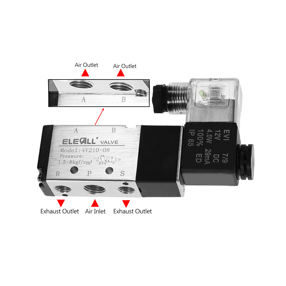 Pneumatic Airtac 1 4 PT1 8 2 Position 5 Way Electromagnetic Air Solenoid Valves Pneumatic Control Valve AC DC 12v 24v 220v 380V