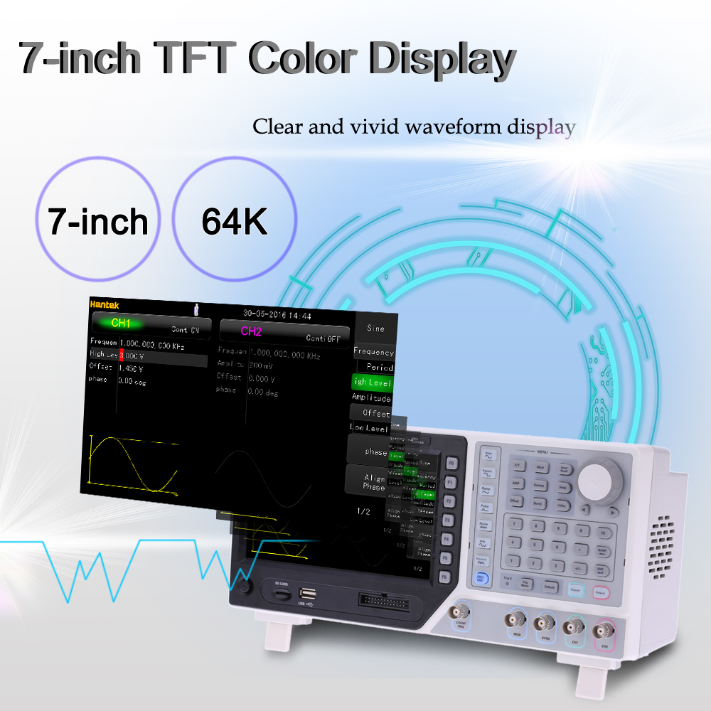 Hantek HDG2002B 5MHz 250MSa s 2 Channels signal generator Arbitrary Waveform Function Generator 16 Bits frequency generator