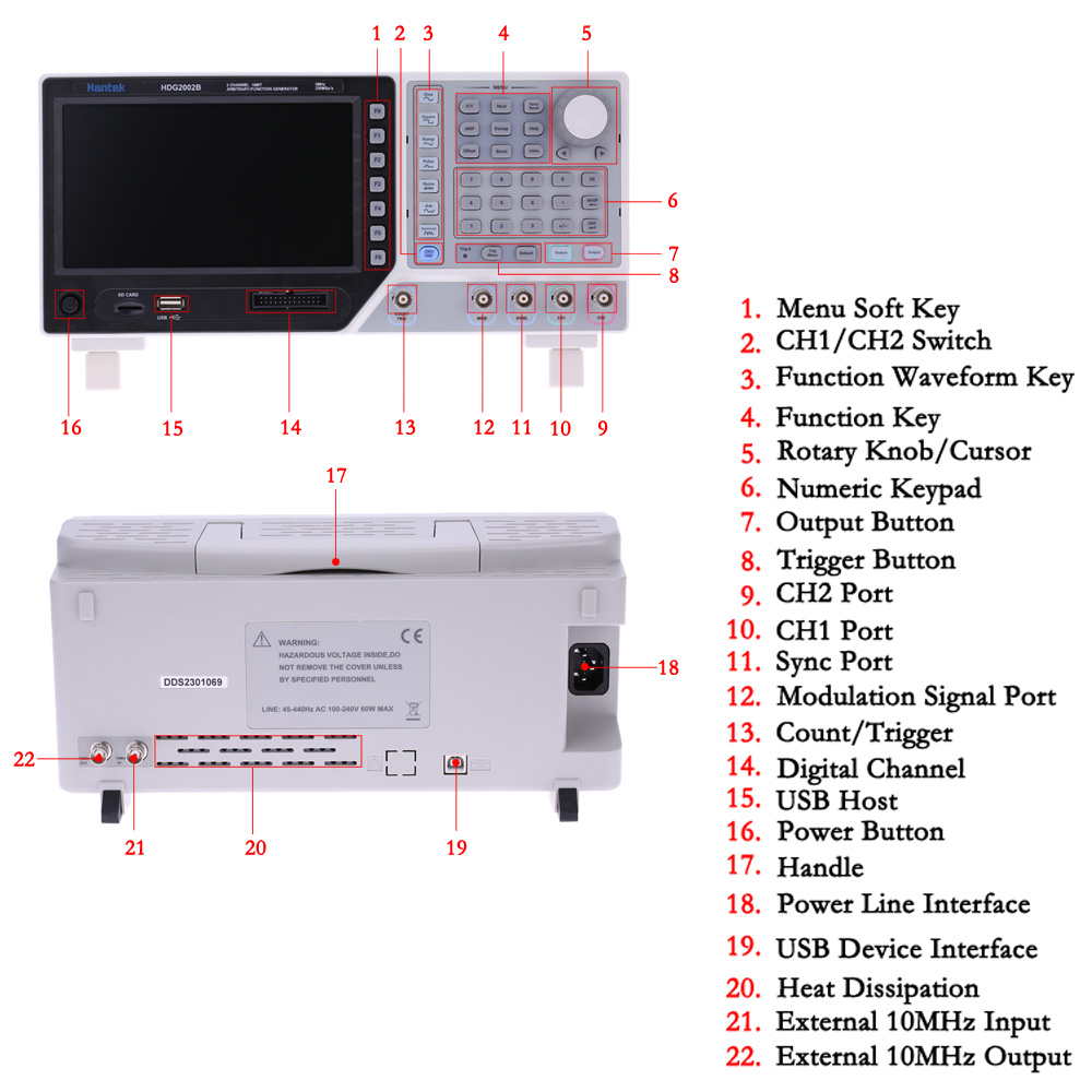 Hantek HDG2002B 5MHz 250MSa s 2 Channels signal generator Arbitrary Waveform Function Generator 16 Bits frequency generator