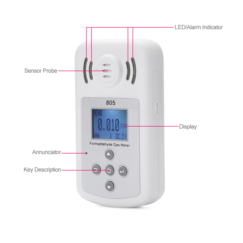 Portable Formaldehyde Tester Mini PPM HTV Meter Fine Methanal Concentration Detector with LCD Display and Sound light Alarm