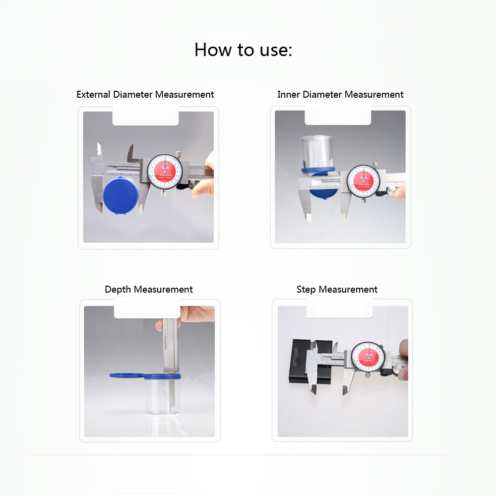 Multi functional Dial Caliper Gauge Stainless Steel Dial Vernier Caliper Diagnostic tool 0 15cm Instrument with a Plastic Case