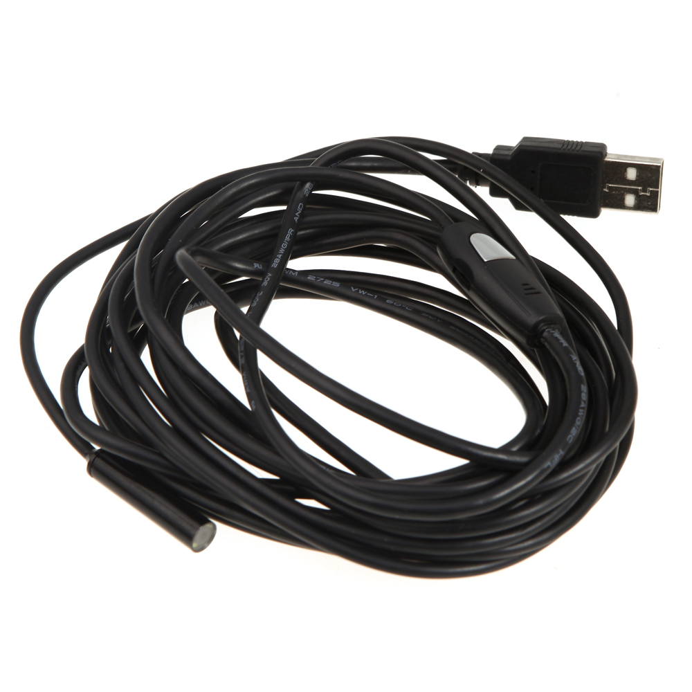 7mm HD Waterproof Magnifier USB Endoscope Borescope Medical Microscope 5M Tube with Snaps Button 6 LEDs Optical Instruments