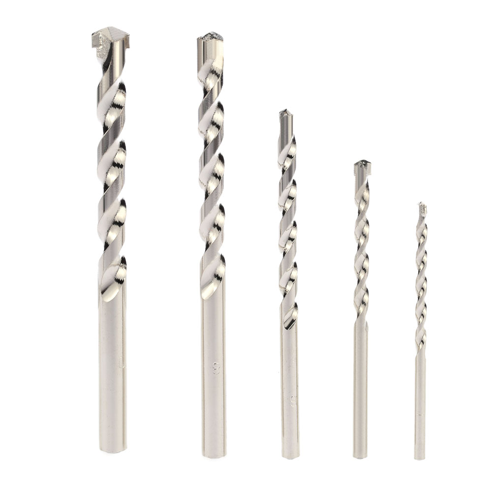 5pcs set Drill Bit Set Nickel Plating Hard Alloy Straight Round Shank Cement Drill Bit Set woodworking drill4mm 5mm 6mm 8mm 10mm