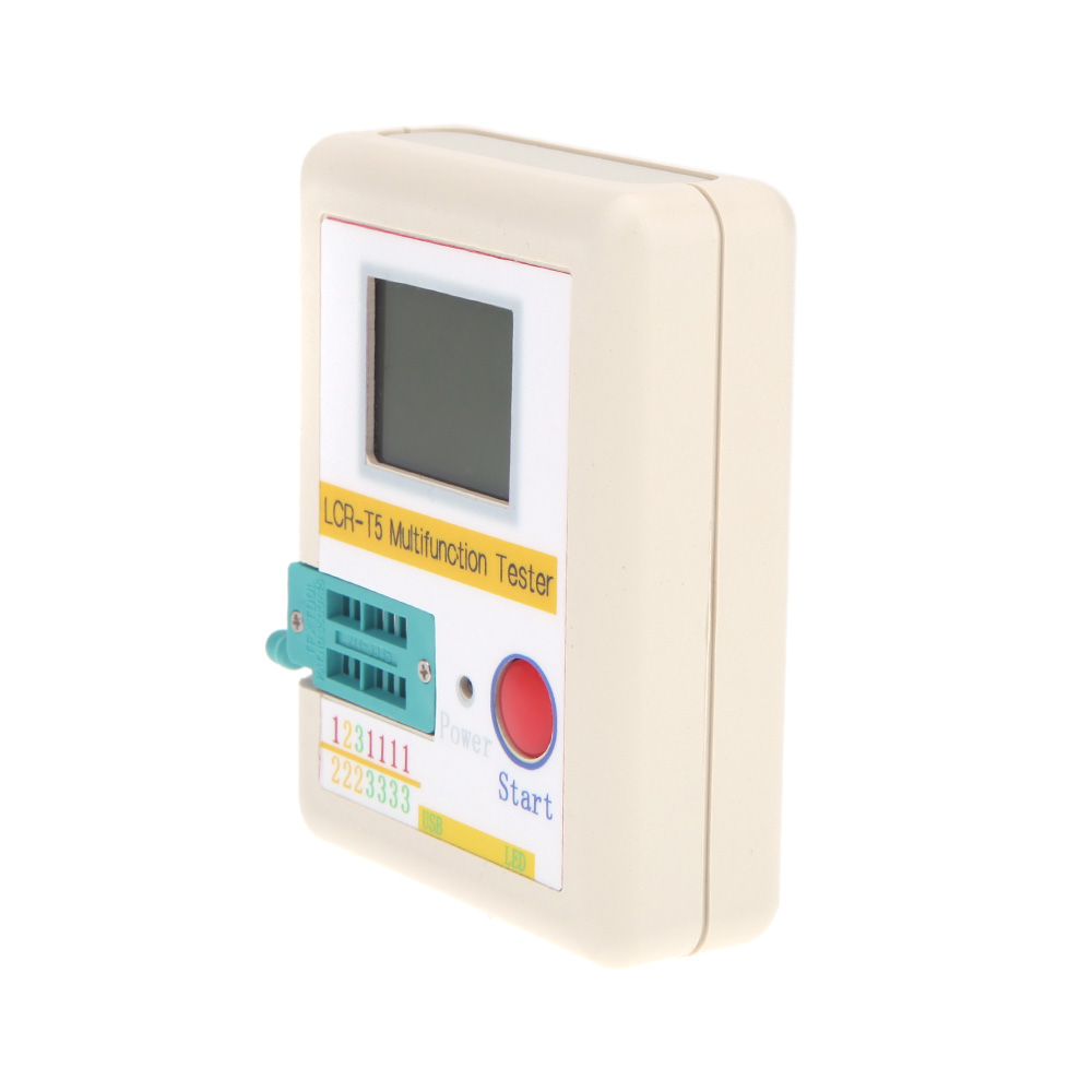 LCR T5 White Transistor Tester Diode Triode Capacitance ESR Meter Tester With LCD Display MOS Triac + Case + Li ion Battery