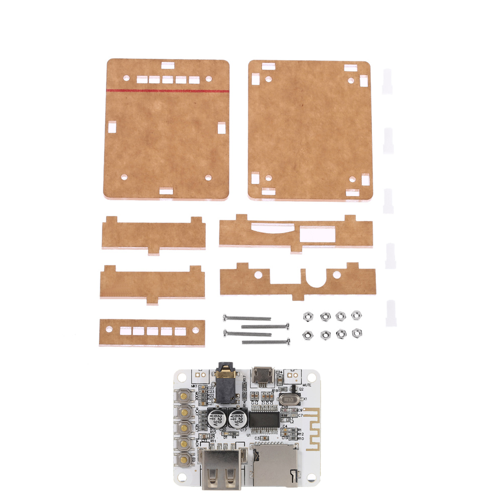 USB 5V Bluetooth 2.1 Audio Receiver Board Stereo Music Module with TF Card Slot + Acrylic DIY Case Kit Cover