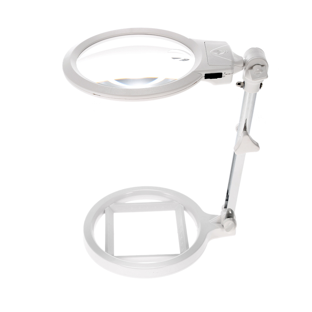 Multi functional Foldable Magnifier 6X loupe magnifying glass with 2 LED Lights Measurement Scale Desk Table Magnifying Tool