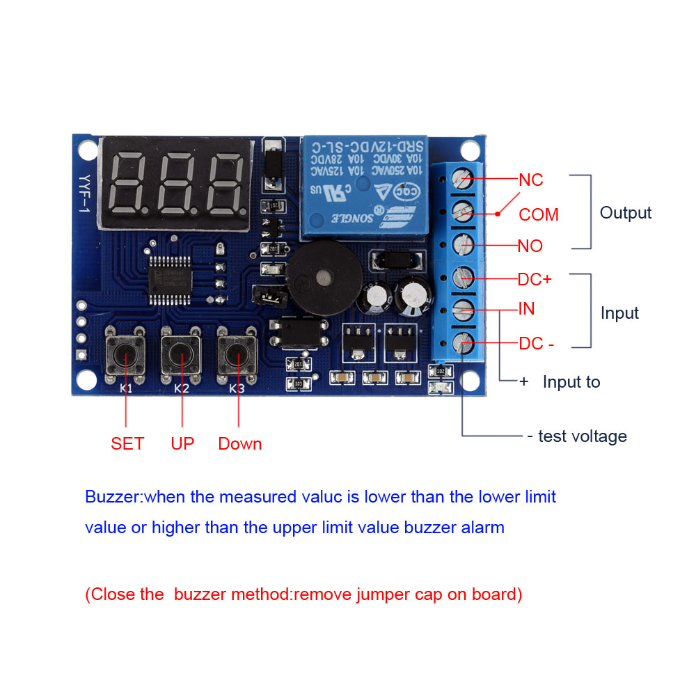 DC 12V Charging Discharge Switch Control Module Voltage Monitor Switch Control Board Module with Upper and Lower Alarm