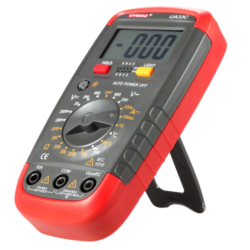 UYIGAO UA33C Handheld Digital Multimeter Temperature Measurer Diode Continuity Tester AC DC Voltage DC Current Resistance Meter