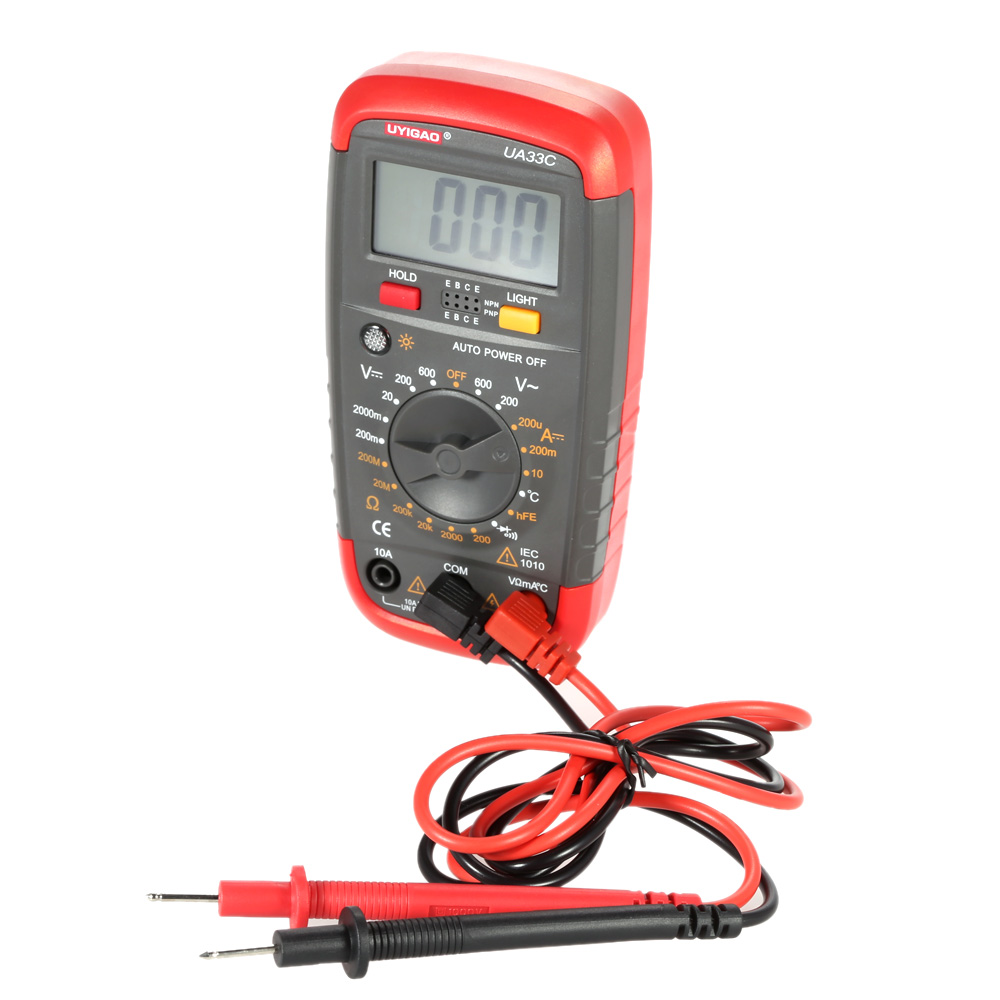 UYIGAO UA33C Handheld Digital Multimeter Temperature Measurer Diode Continuity Tester AC DC Voltage DC Current Resistance Meter