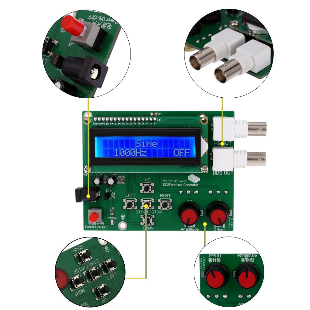 1Hz 65534Hz frequency Meter DDS Function signal generator diy kit frequency generator Module Sine Square Sawtooth Triangle Wave