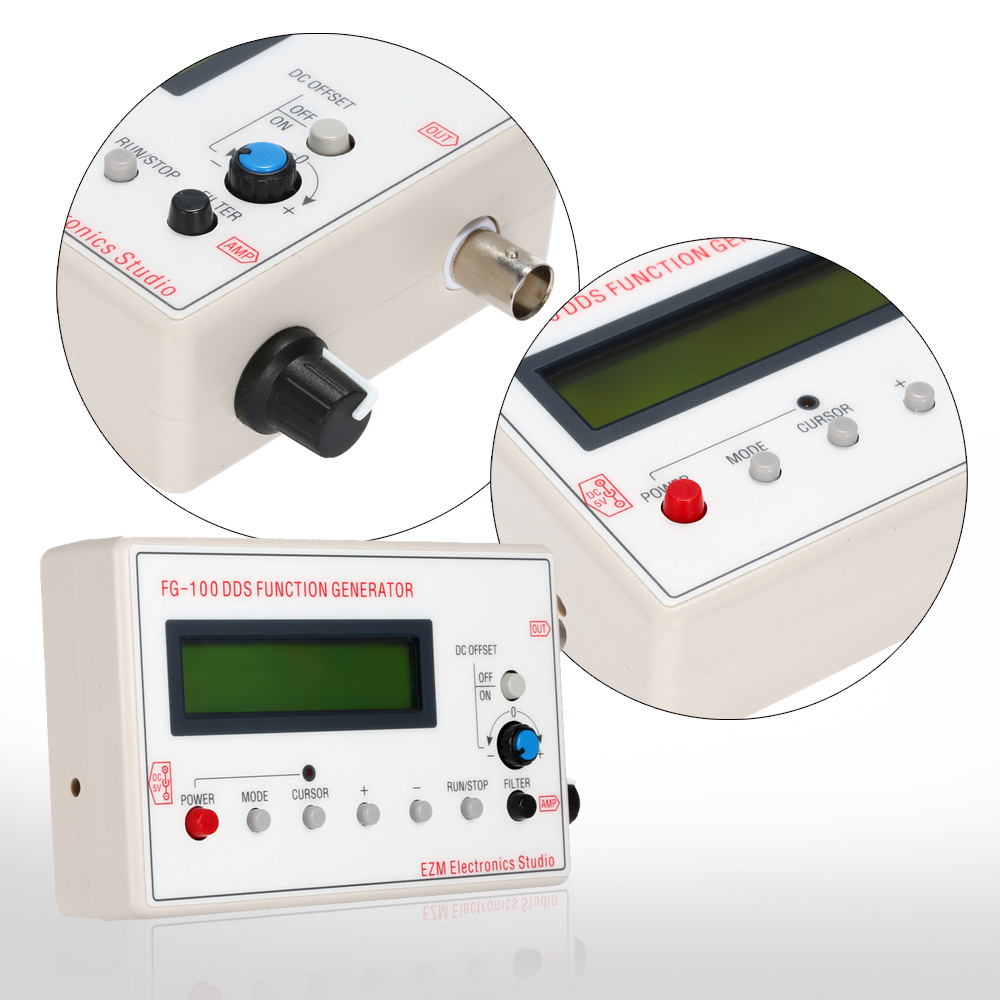 1HZ 500KHZ DDS Functional Signal Generator Precision Frequency Meter Generator Sine + Square + Triangle + Sawtooth Waveform