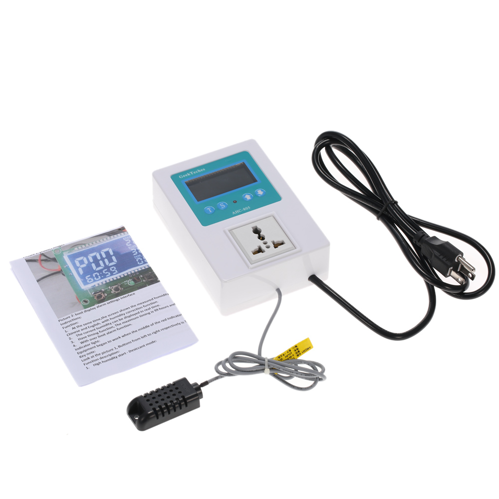 10A Digital Humidity Controller Sensor Humidification Dehumidification Control Current Temperature Display Timing Hygrometer