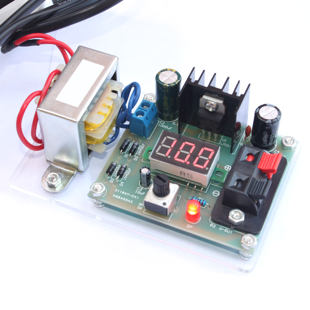LM317 1.25V 12V Continuously Adjustable Regulated Voltage Power Supply DIY Kit with Transformer Regulated Power Supply Mould