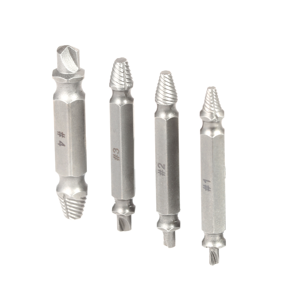 4pcs set Mini Double end Screws Extractor Stripped Screws Remover Damaged Screw Extractor Set Bolt Extractor Tool 1 2 3 4 