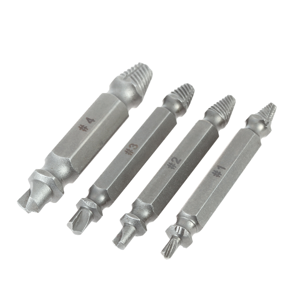 4pcs set Mini Double end Screws Extractor Stripped Screws Remover Damaged Screw Extractor Set Bolt Extractor Tool 1 2 3 4 