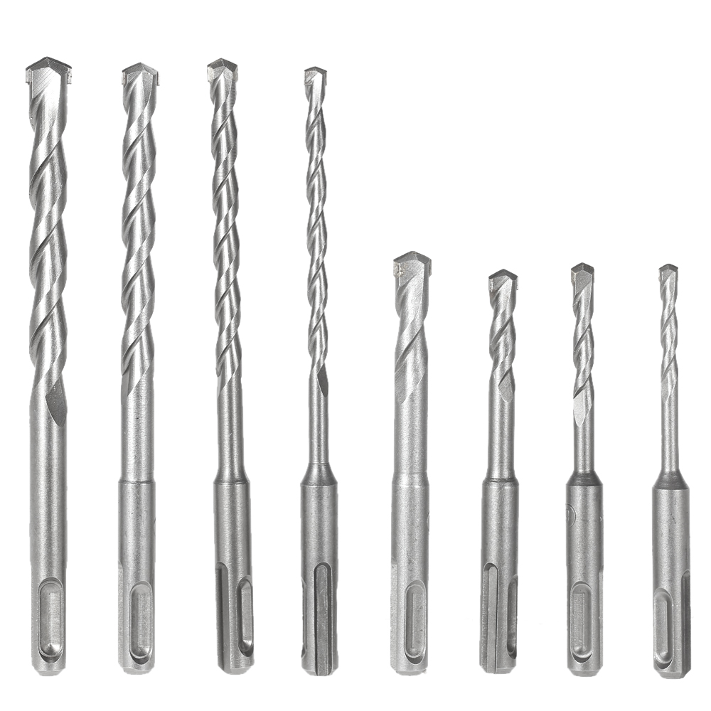 17pcs Drill Set kits 2 Pits 2 Slots Rotary Impact Drill Chisel Set 2pcs point chisels 3pcs flat chisels and 12pcs impact drills
