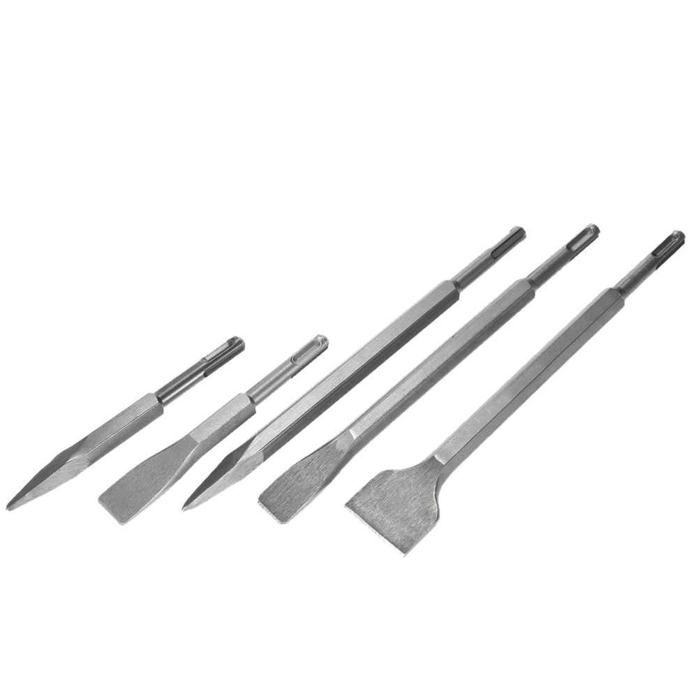 17pcs Drill Set kits 2 Pits 2 Slots Rotary Impact Drill Chisel Set 2pcs point chisels 3pcs flat chisels and 12pcs impact drills