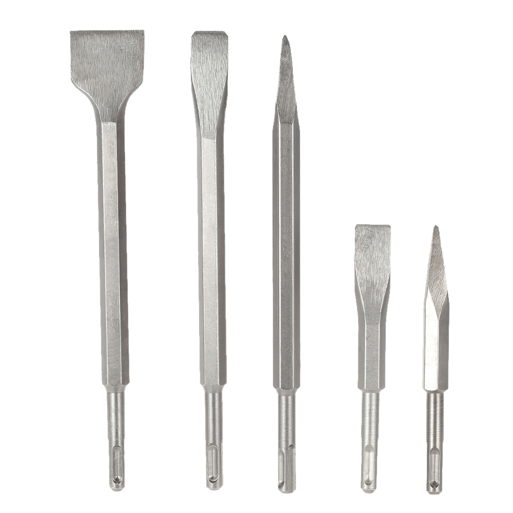 17pcs Drill Set kits 2 Pits 2 Slots Rotary Impact Drill Chisel Set 2pcs point chisels 3pcs flat chisels and 12pcs impact drills