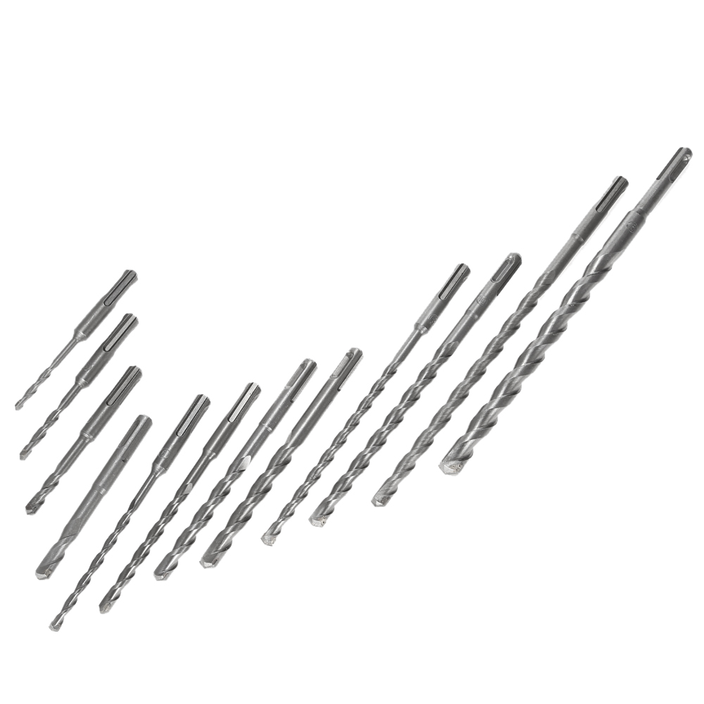 17pcs Drill Set kits 2 Pits 2 Slots Rotary Impact Drill Chisel Set 2pcs point chisels 3pcs flat chisels and 12pcs impact drills
