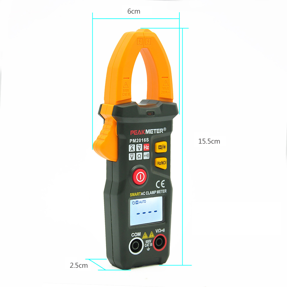 PEAKMETER Digital Clamp Meter Handheld Smart Mini Multimeter AC DC Voltage AC Current Resistance Frequency NCV Measuring Tester