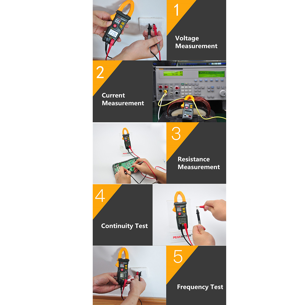 PEAKMETER Digital Clamp Meter Handheld Smart Mini Multimeter AC DC Voltage AC Current Resistance Frequency NCV Measuring Tester
