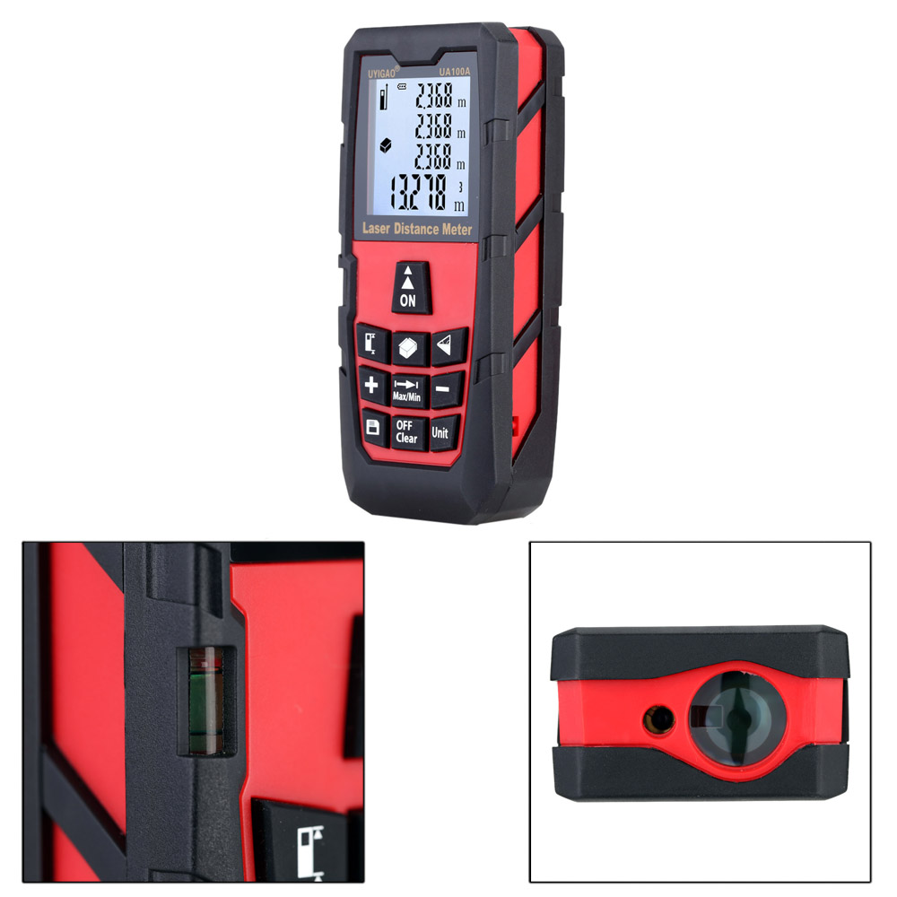 100mDigital Laser Distance Meter Portable Range Finder Electronic Ruler Handheld Laser Rangefinder Self calibration Level Bubble