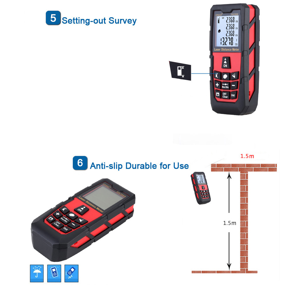 100mDigital Laser Distance Meter Portable Range Finder Electronic Ruler Handheld Laser Rangefinder Self calibration Level Bubble