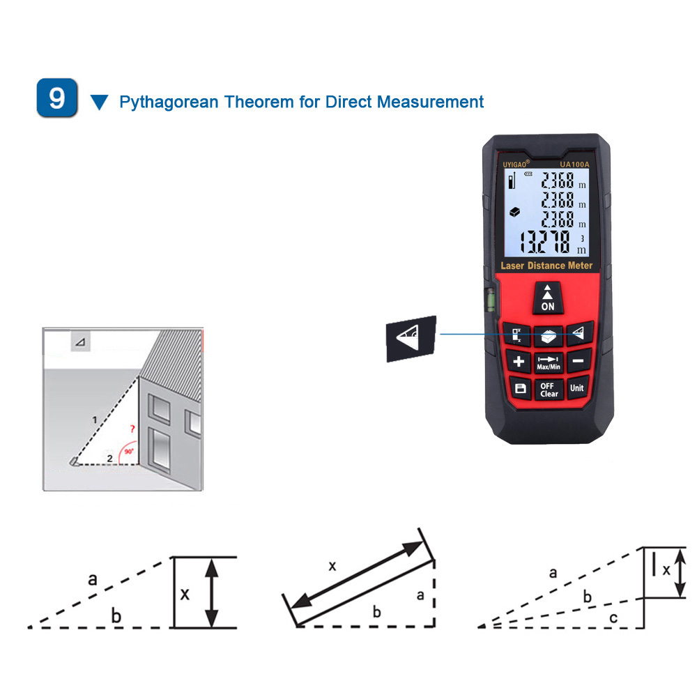 100mDigital Laser Distance Meter Portable Range Finder Electronic Ruler Handheld Laser Rangefinder Self calibration Level Bubble