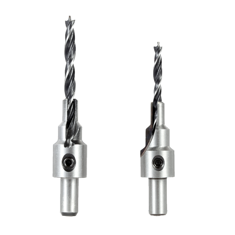 2pcs set 2 Flute Countersink Drill Bit Set Quality Saw Set Woodworking Tool Chamfer with Quick Change Hex Shank 4 6mm 5 7mm