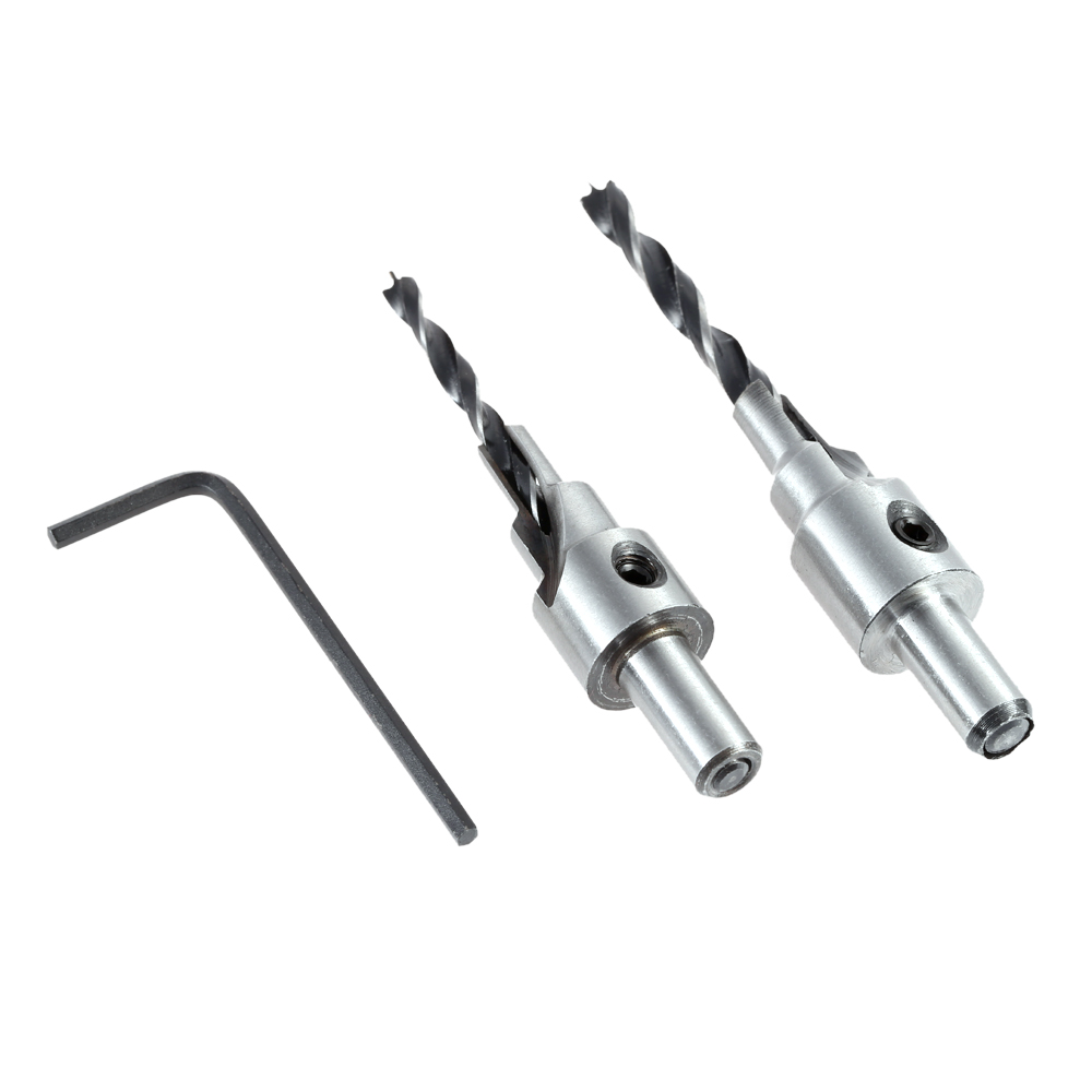 2pcs set 2 Flute Countersink Drill Bit Set Quality Saw Set Woodworking Tool Chamfer with Quick Change Hex Shank 4 6mm 5 7mm
