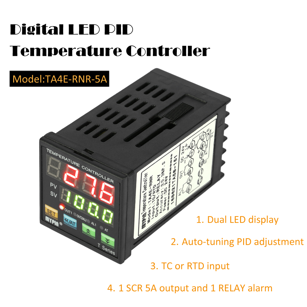 Digital LED PID Temperature Controller Thermometer Coil Heater Heating Cooling Control TC RTD Input SCR Output 1 Relay Alarm