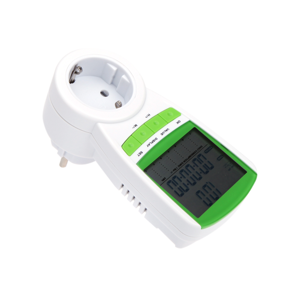 Power Energy Meter EU Plug Digital Power Meter 230V 50Hz LCD Digital Display Wattage Voltage Current Frequency Monitor Analyzer