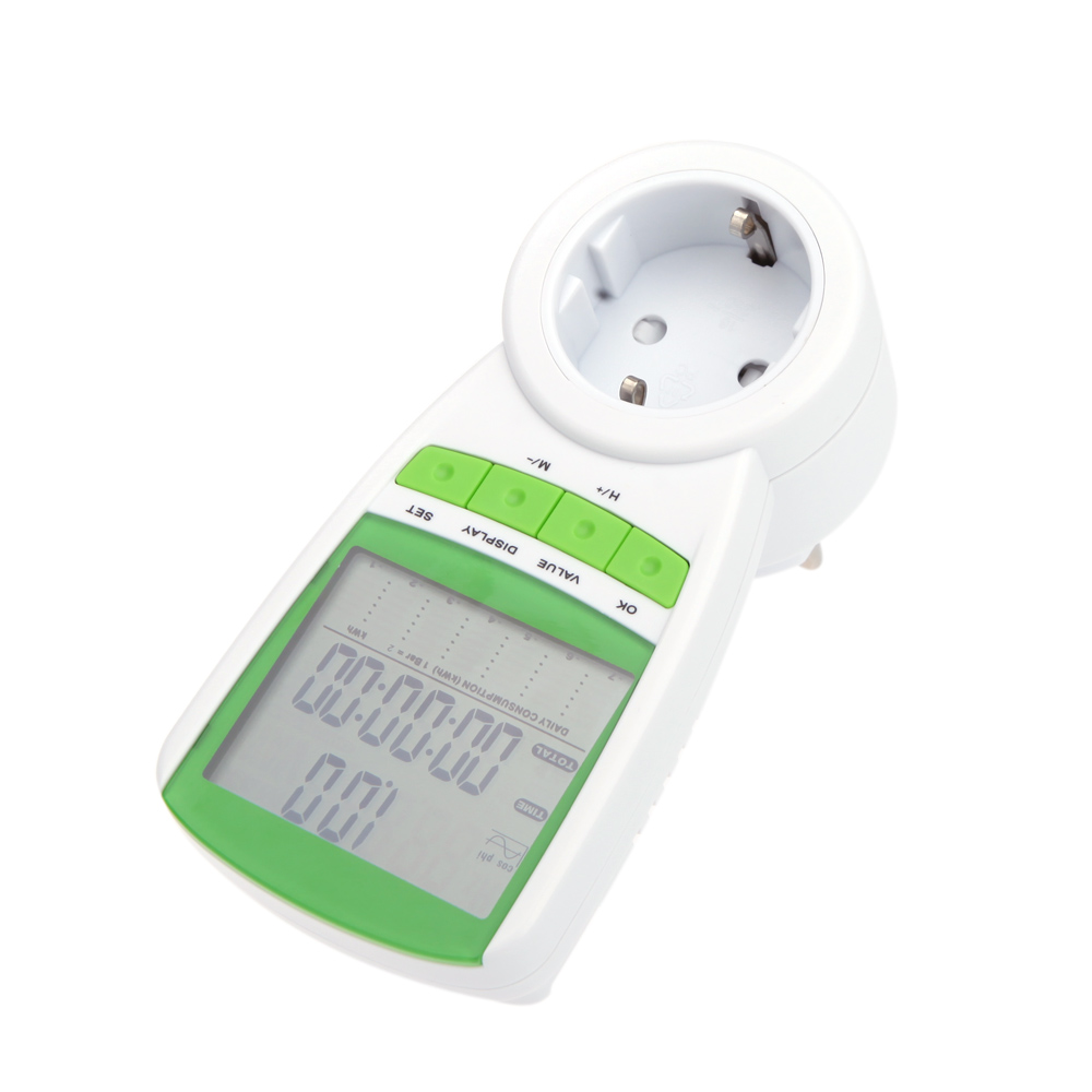 Power Energy Meter EU Plug Digital Power Meter 230V 50Hz LCD Digital Display Wattage Voltage Current Frequency Monitor Analyzer