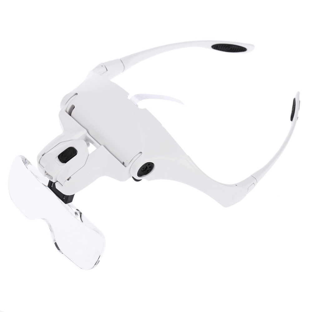 5 Lens lupa 1.0X 3.5X Magnifier Adjustable Bracket Headband Glasses Loupe magnifying glass with 2 Lights Goggles Magnifying Tool