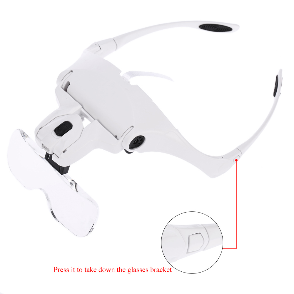 5 Lens lupa 1.0X 3.5X Magnifier Adjustable Bracket Headband Glasses Loupe magnifying glass with 2 Lights Goggles Magnifying Tool