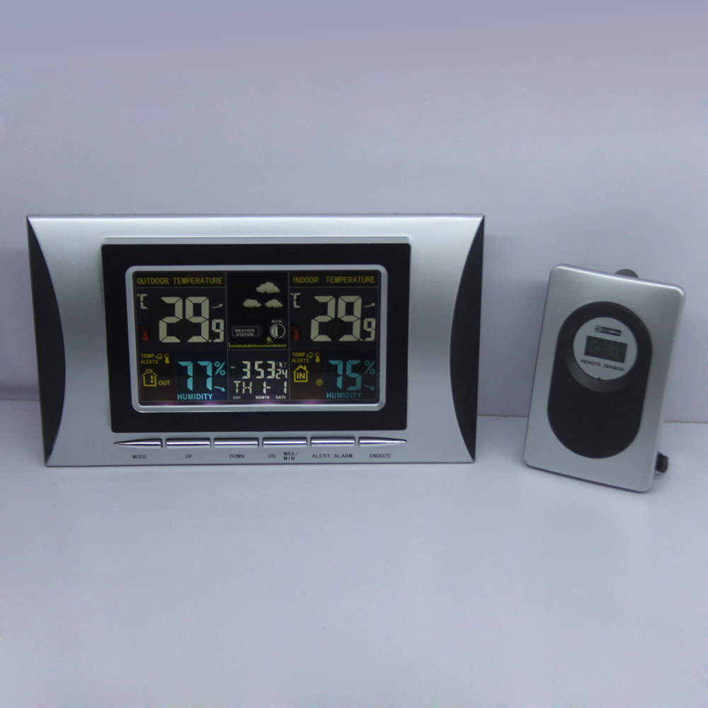 Colorful LED Wireless Digital Thermometer Hygrometer Temperature humidity Tester Weather Station Clock Barometer 433MHz