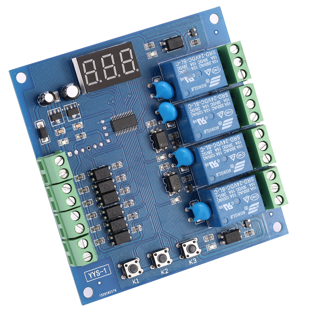 DC12V 24V 4 Channel Relay Module Programmable Signal Trigger Delay Timer PLC Board Digital Adjustment Switch Control