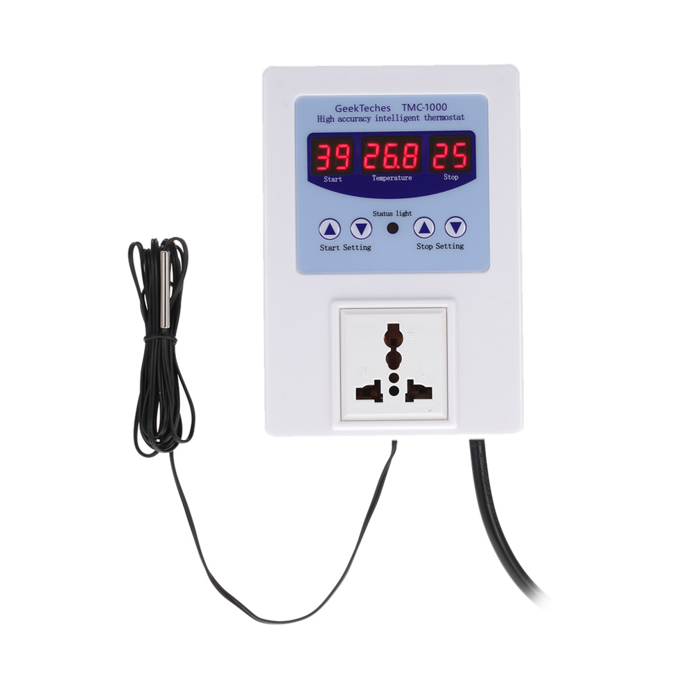 LED Digital Intelligent Pre wired Temperature Controller Outlet therometer Thermostat Heating Cooling Control AC110 240V 10A