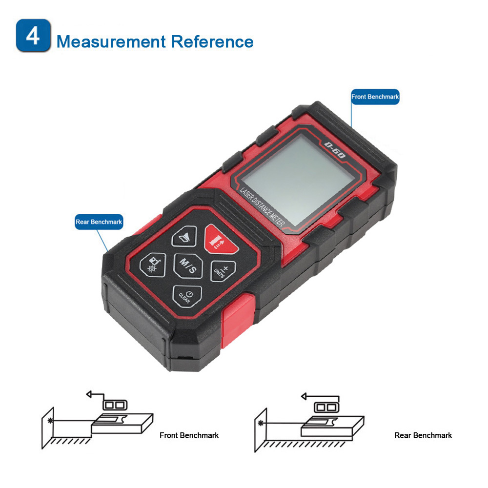 60m 229ft Distance Meter Portable Handheld Digital Laser Distance Meter High Precision Range Finder Area Volume Measurement