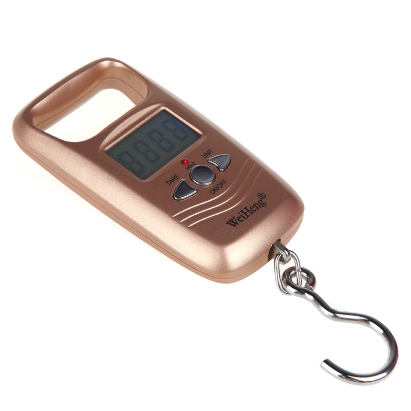 mini Electronic Hanging Scale portable Digital scale Pocket Double Precision luggage scale Weight Hook LCD Display 50kg Golden