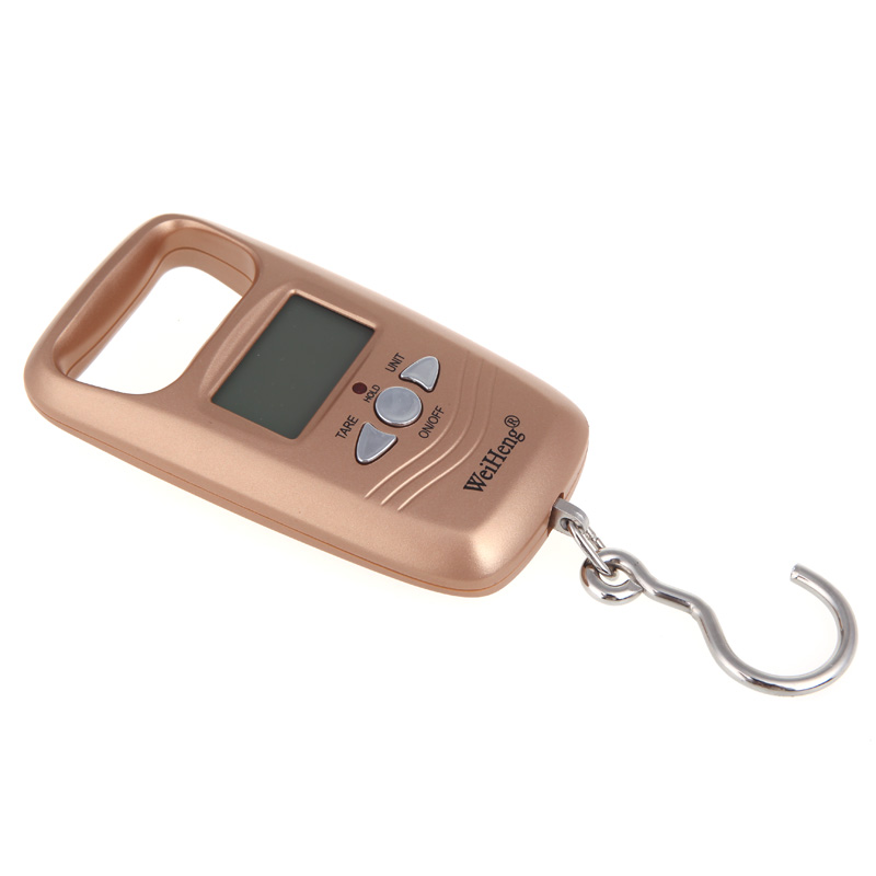 mini Electronic Hanging Scale portable Digital scale Pocket Double Precision luggage scale Weight Hook LCD Display 50kg Golden