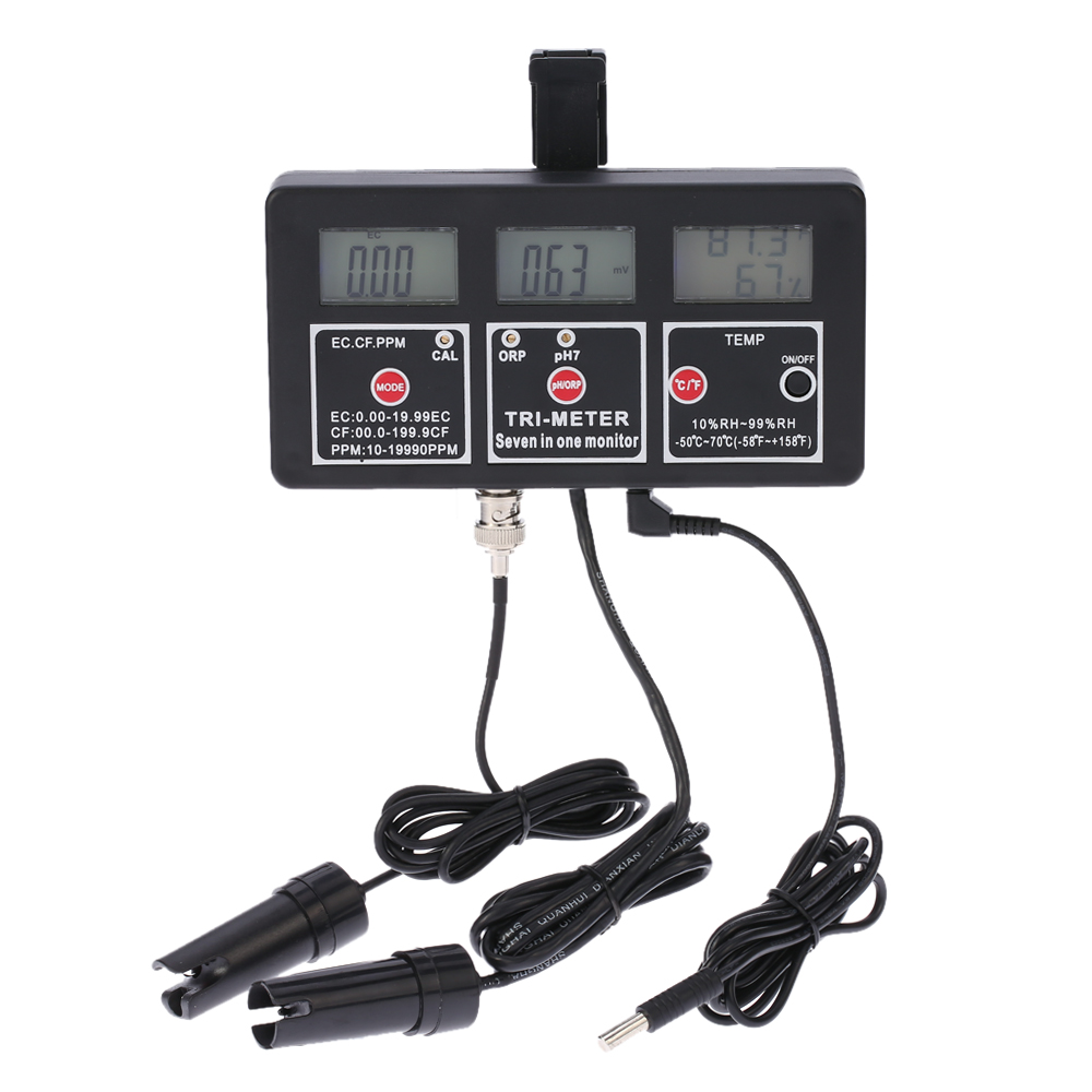 Multi parameter Digital ph meter Professional 7 in 1 Water Testing Meter Monitor ORP pH RH EC CF TDS(PPM) TEMPTester