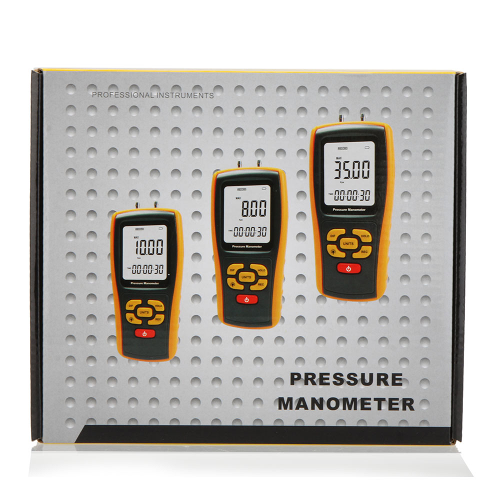GM510 USB Digital pressure gauge LCD Pressure Manometer Gauge Portable Differential Pressure Manometer Measuring Range 10kPa
