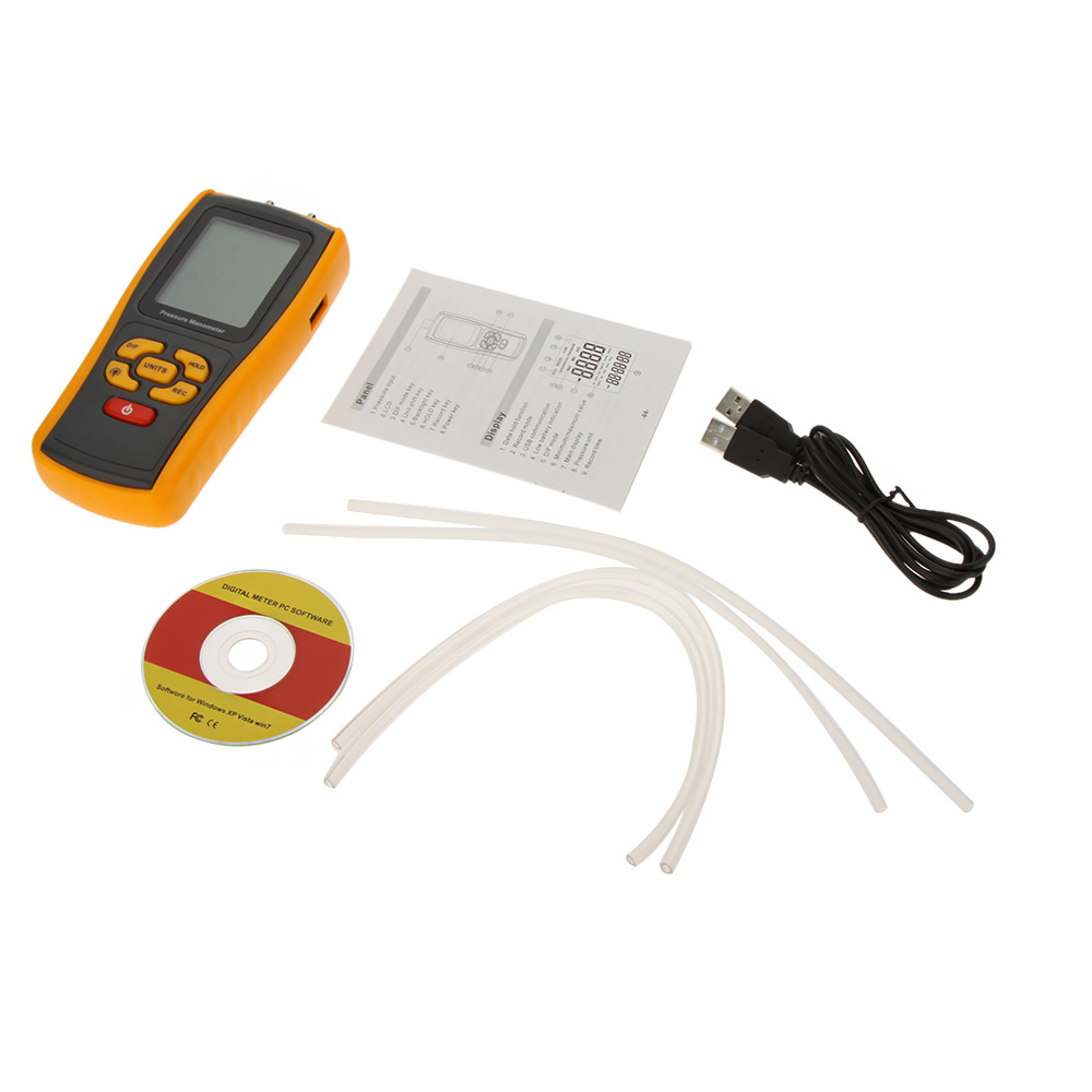 GM510 USB Digital pressure gauge LCD Pressure Manometer Gauge Portable Differential Pressure Manometer Measuring Range 10kPa