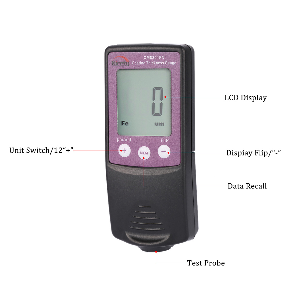 New Digital Coating Thickness Gauge Handheld Paint feeler gauge Tester CM8801FN Fe NFe Coatings diagnostic tool Data Storage