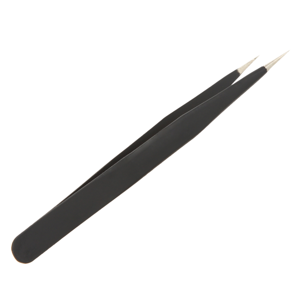 TU 12B 5 Anti static Tweezers Black Elastic Fine Tip Straight Tweezers Nipper Precision Electrician Repair Tool Stainless Steel