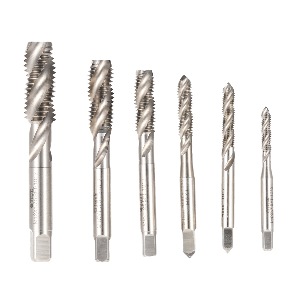 Spiral Tap Drill 6pcs M2 HSS High speed Steel Combined Spiral Tap Drill for Die Steel Iron Cutting M4 M5 M6 M8 M10 M12