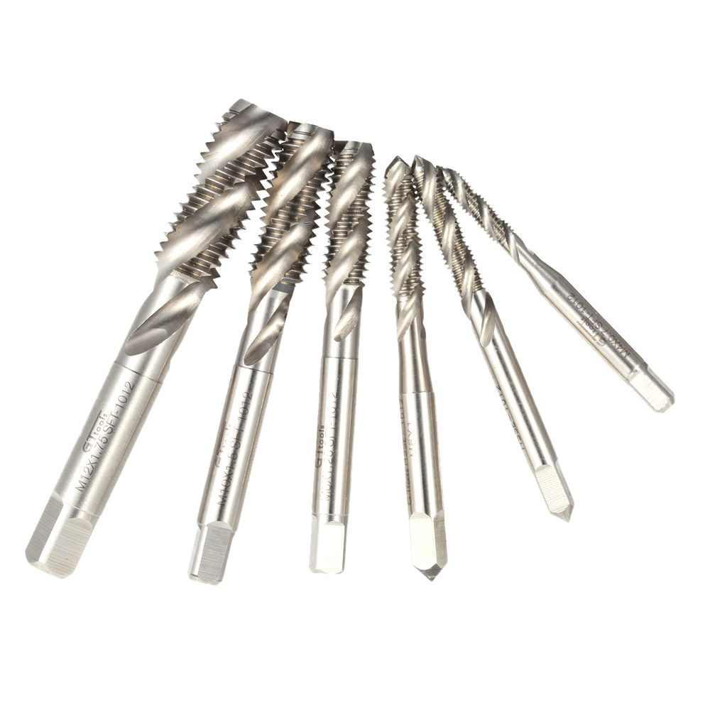 Spiral Tap Drill 6pcs M2 HSS High speed Steel Combined Spiral Tap Drill for Die Steel Iron Cutting M4 M5 M6 M8 M10 M12