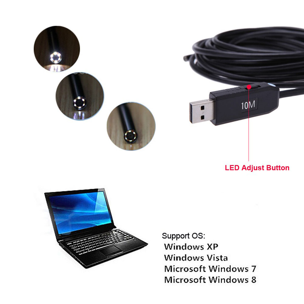 10M USB Inspection Camera Borescope Endoscope MP Waterproof microscope Snake Scope 6LEDs microscopio 9mm microscopio binocular